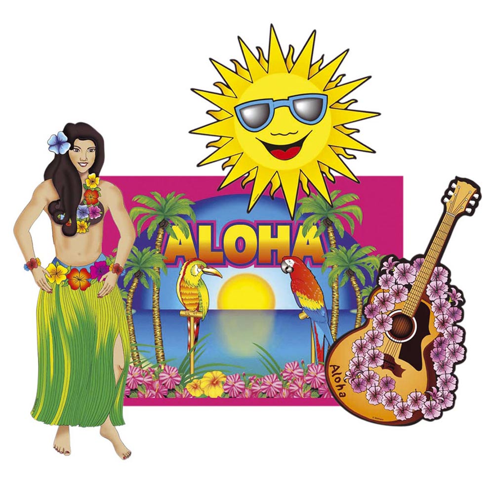 Set de 4 decoraciones hawaianas para fiestas de verano