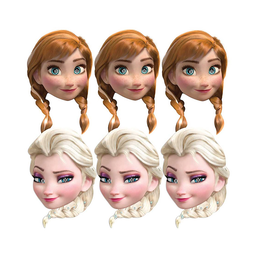 Set de 6 Caretas Elsa y Anna Frozen