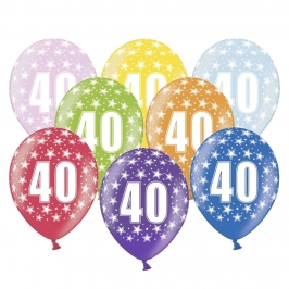 Set de 6 globos de látex de 40 cumpleaños de 30 cm de alto