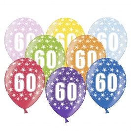 Set de 6 globos de látex de 60 cumpleaños de 30 cm de alto
