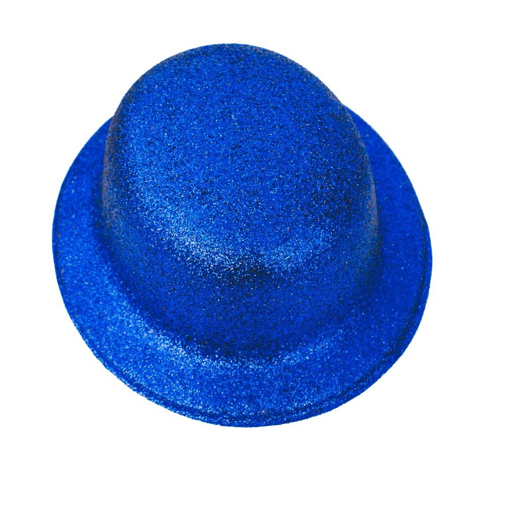 Sombrero Bombín Azul Escarchado 26cm