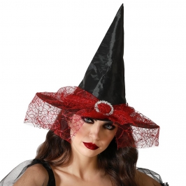 Sombrero de Bruja Rojo y Negro