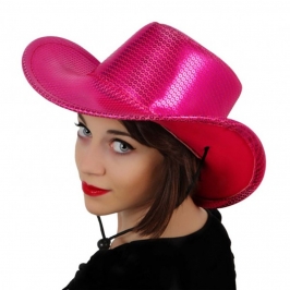 Sombrero Cowboy Lentejuelas Rosa