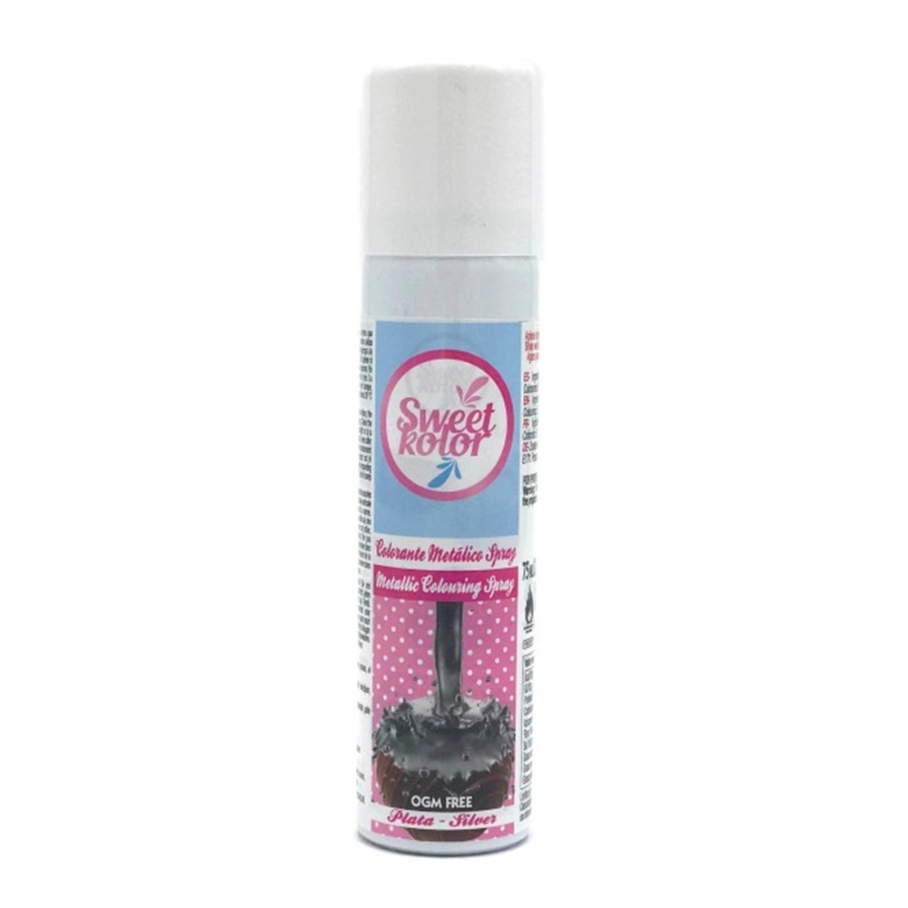 Spray Comestible Metalizado Plata 75 ml SweetKolor