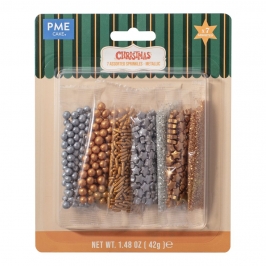 Pack 7 Sprinkles Surtidos Metálicos 42 g - PME Pack 7 Sprinkles Surtidos Metálicos 42 g - PME