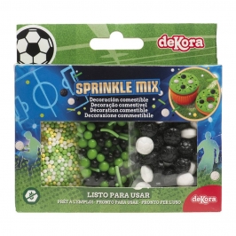 Sprinkles mix fútbol Dekora con bolas verdes negras y blancas decoración tartas