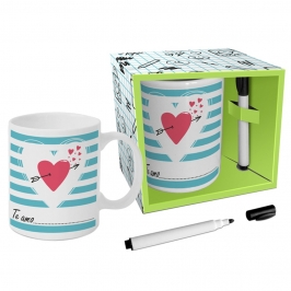 Taza Te amo con rotulador