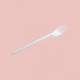 Tenedor blanco de plástico reciclable 16,5 cm pack 20 unidades para fiestas
