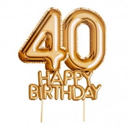 Topper para Tartas 40 Cumpleaños Oro