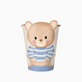 Vasos de cartón Osito Azul para baby shower y cumpleaños infantil