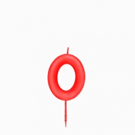 Vela de cumpleaños número 0 roja de 6 cm para tartas