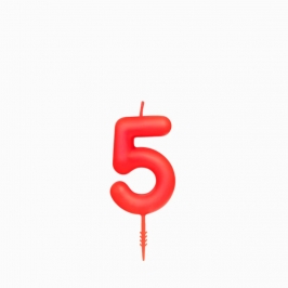 Vela de cumpleaños número 5 roja de 6 cm para tartas