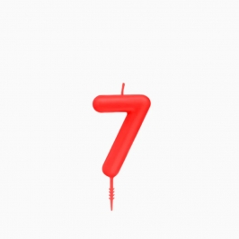 Vela de cumpleaños número 7 roja de 6 cm para tartas