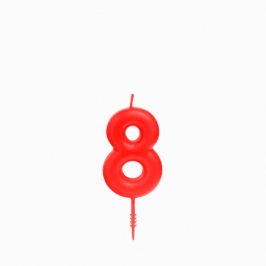 Vela de cumpleaños número 8 roja de 6 cm para tartas