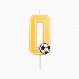 Vela número 0 de fútbol con balón para tarta de cumpleaños