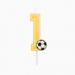 Vela número 1 de fútbol con balón para cumpleaños