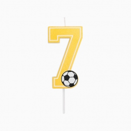 Vela número 7 de fútbol con balón para decorar tartas