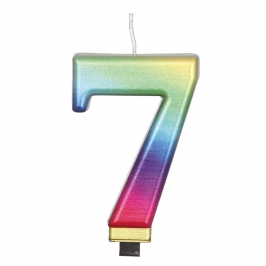 Vela Número 7 Rainbow 7 cm