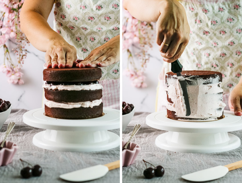 layer cake cerezas y chocolate