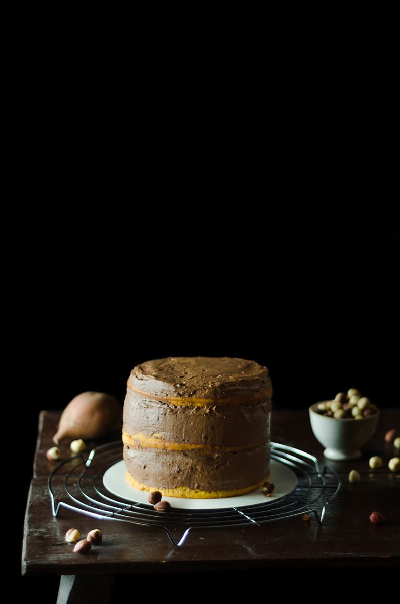tarta boniato chocolate y avellanas