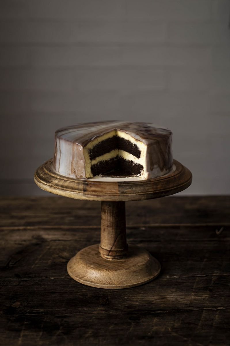 Tarta Tiramisú con Glaseado Espejo Marmolado