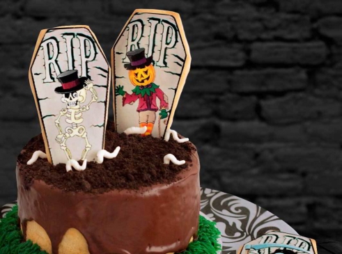 Tarta cementerio para Halloween