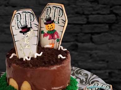 Tarta cementerio para Halloween