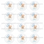 Juego de 12 pegatinas de 6 cm Baby Shower Niño Mod A