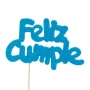 Decoración para tarta Feliz Cumple azul