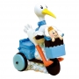 Figura Bautizo Cigüeña Azul en Moto