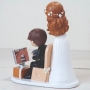 Figura para tarta de boda novio jugando a videojuegos y novia enfadada
