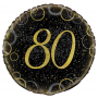 Globo 80 Cumpleaños Negro y Oro 45cm