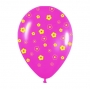 Pack de 10 globos rosas y amarillos con margaritas impresas