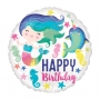 Globo Foil Sirena Happy Birthday 43 cm