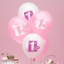 Globos 1er Cumpleaños Rosas y Blancos