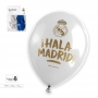 Globos Látex Blanco y Azul Hala Madrid 30 cm - 6 ud