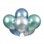 Pack 6 Globos Platinum Azul, Verde y Plata 27 cm