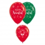 Pack de 12 Globos Feliz Navidad 30 cm