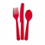 Juego de 18 Cubiertos de Plástico Rojos
