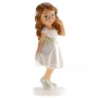 Figura para tarta niña comunión con flores 13 cm