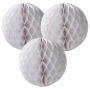 Pack de 3 pompones nido de abeja blancos