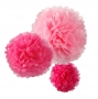 Pack de 3 pompones en tonos rosados