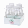 Pack de 4 mini botellas de leche.