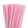 Pack de 24 Pajitas de Papel Chevron Rosa Claro