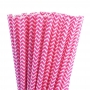 Pack de 24 Pajitas de Papel Chevron Fucsia