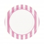Plato Rayas Rosa y Blanco