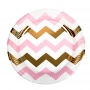 Platos Chevron Blancos, Rosas y Dorados