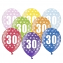 Set de 6 globos de látex de 30 cumpleaños de 30 cm de alto