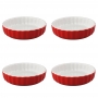 Set 4 Moldes de Cerámica Color Rojo para Tartaletas 12,5 cm