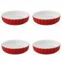 Set 4 Moldes de Cerámica Color Rojo para Tartaletas 12,5 cm